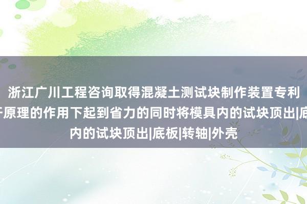 浙江广川工程咨询取得混凝土测试块制作装置专利，能够在杠杆原理的作用下起到省力的同时将模具内的试块顶出|底板|转轴|外壳
