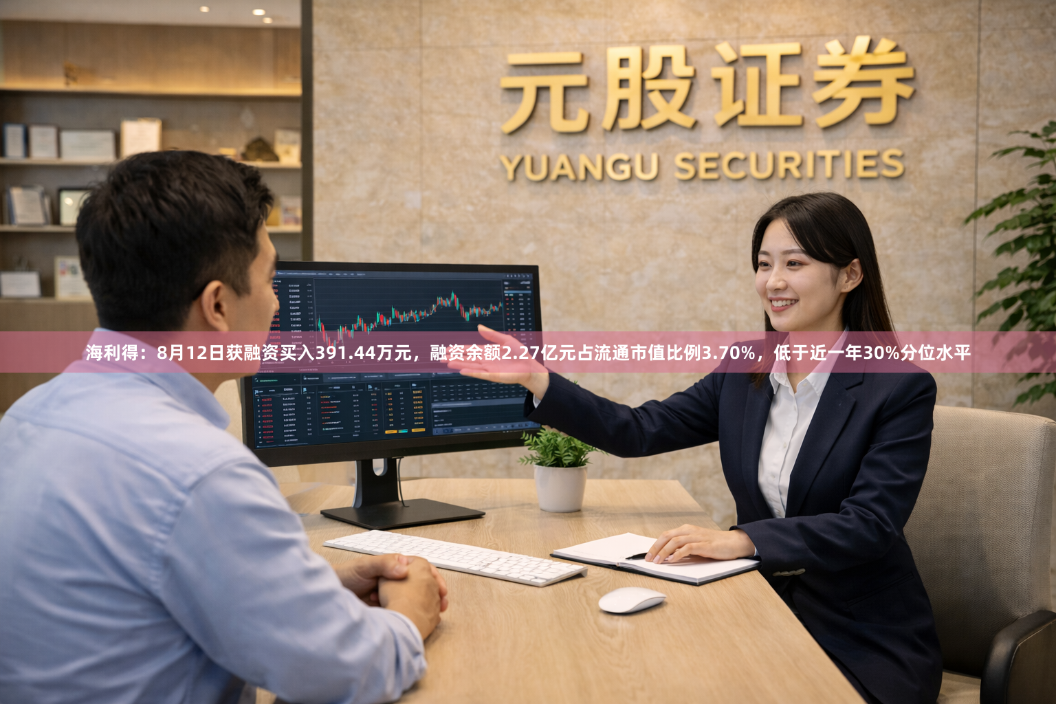 海利得：8月12日获融资买入391.44万元，融资余额2.27亿元占流通市值比例3.70%，低于近一年30%分位水平