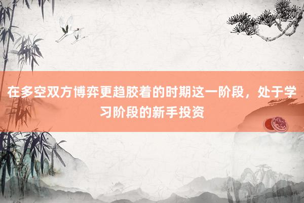 在多空双方博弈更趋胶着的时期这一阶段，处于学习阶段的新手投资
