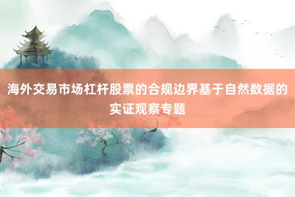 海外交易市场杠杆股票的合规边界基于自然数据的实证观察专题